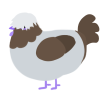 A mist and bark chicken with a head pattern