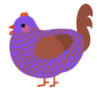fire color changer, a blurple and russet chicken with a lace pattern
