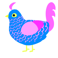 happy meal toy, a sapphire and lavender chicken with a lace pattern