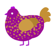 A plum and gold chicken with a speckle pattern