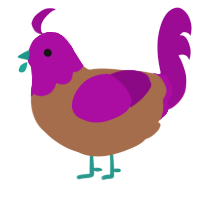 A brown and plum chicken with a head pattern