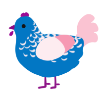 A sapphire and rose chicken with a half-lace pattern