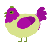 A lemon and plum chicken with a head pattern