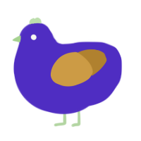 A indigo and gold chicken