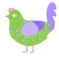 A grass and lilac chicken with a speckle pattern