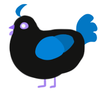 held, a black and sapphire chicken