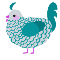 A mist and teal chicken with a lace pattern