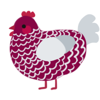 A maroon and mist chicken with a lace pattern