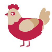 Peppermint Mocha, a crimson and beige chicken with a head pattern
