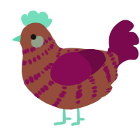 A russet and wine chicken with a bar pattern