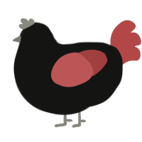 A black and red chicken