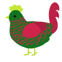 Ugly Sweater, a leaf and crimson chicken with a lace pattern