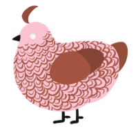 A rose and russet chicken with a double-lace pattern