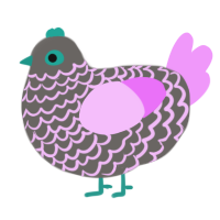 A grey and lavender chicken with a lace pattern