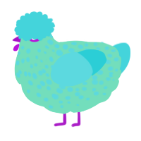 A mint and aqua chicken with a speckle pattern