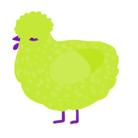 A lime chicken with a speckle pattern