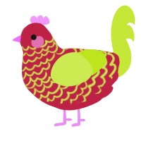 Taki Lime, a crimson and lime chicken with a lace pattern
