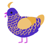 A indigo and honey chicken with a lace pattern