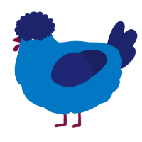 A sapphire and navy chicken