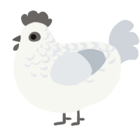 Mist, a white and mist chicken with a half-lace pattern