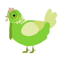 Lime Jelly Belly, a grass and lemon chicken with a neck-speckle pattern
