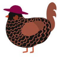 A black and russet chicken with a lace pattern
