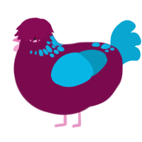 Blue Rasberry, a wine and cerulean chicken with a neck-speckle pattern