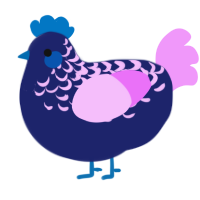 A navy and lavender chicken with a half-lace pattern
