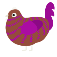 Velvet, a russet and plum chicken with a bar pattern