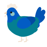 Sea ocean, a sea and ultramarine chicken with a head pattern