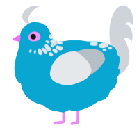 A cerulean and mist chicken with a neck-speckle pattern