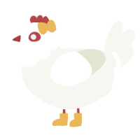 A white chicken with a head pattern