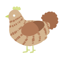 A beige and brown chicken with a bar pattern