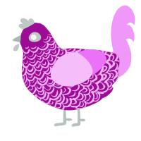 Quartz, a plum and lavender chicken with a double-lace pattern