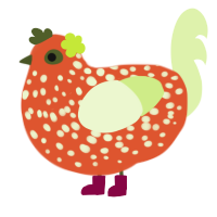 Tomato Soup, a vermilion and apple chicken with a speckle pattern