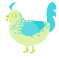 A apple and aqua chicken with a half-lace pattern