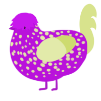 A amethyst and lemon chicken with a speckle pattern