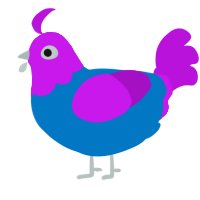 Walmar, a sapphire and amethyst chicken with a head pattern