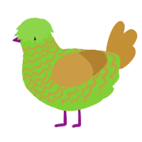A grass and gold chicken with a lace pattern