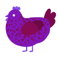 A violet and wine chicken with a speckle pattern