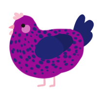 A plum and navy chicken with a speckle pattern