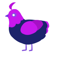 A navy and amethyst chicken with a head pattern