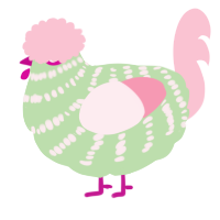 A gluppy and rose chicken with a bar pattern