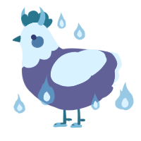A overcast and white chicken with a head pattern