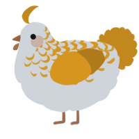 A mist and ochre chicken with a half-lace pattern