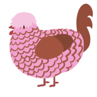 Hurbert, a pink and russet chicken with a lace pattern