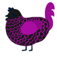 Fumble, a sable and plum chicken with a lace pattern