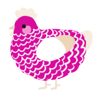 A fuchsia and cream chicken with a lace pattern