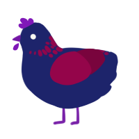 Sour, a navy and maroon chicken with a neck-speckle pattern