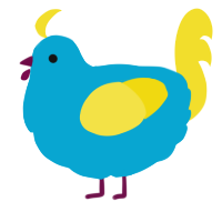 A cerulean and yellow chicken